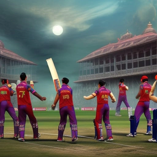 IPL cricket match action - teams competing in stadium